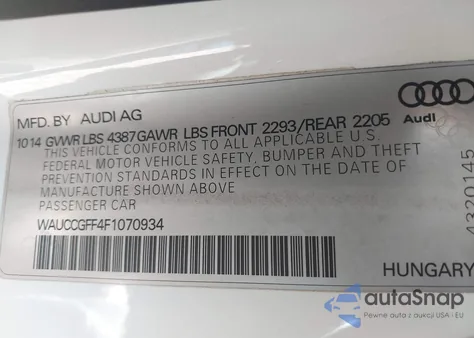 2015 Audi A3 1.8T Premium from USA, damaged, VIN WAUCCGFF4F1070934